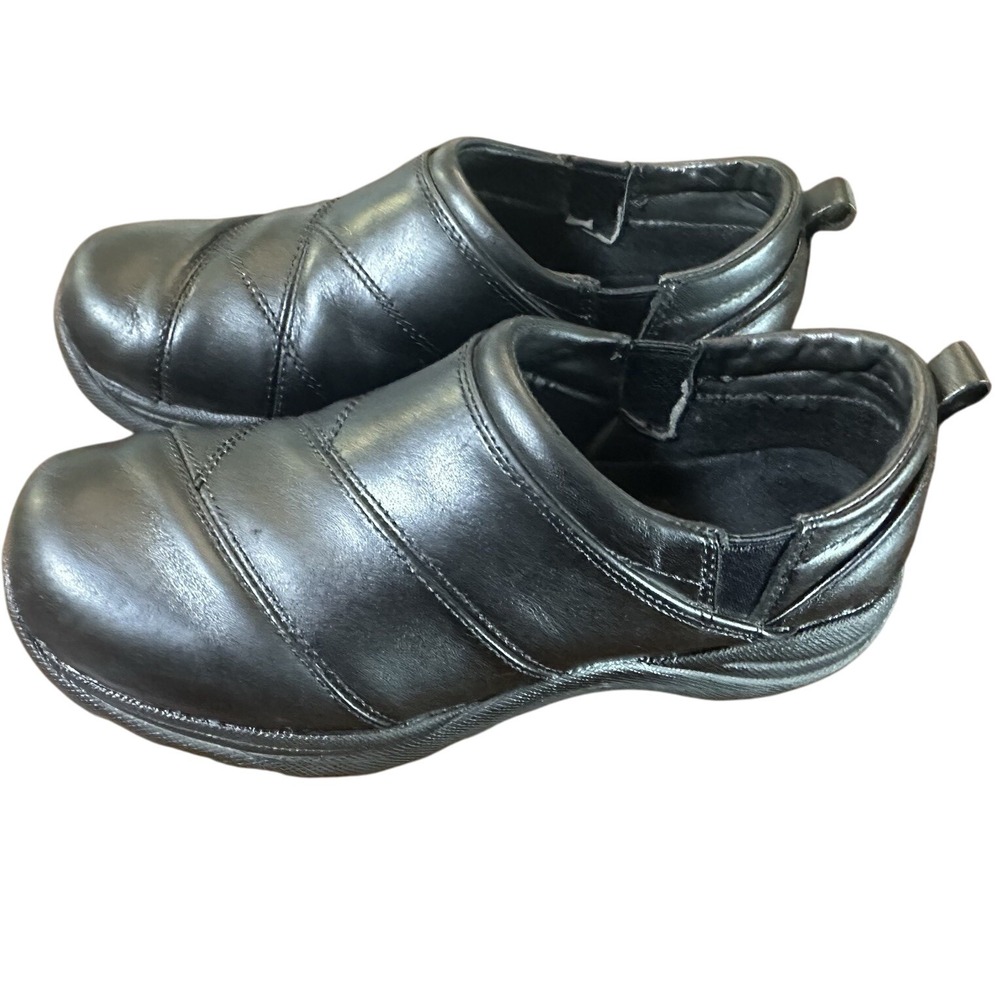 LL Bean Comfort Moccasins Women's 7 Wide Black Leather Slip-On Clog Nursing